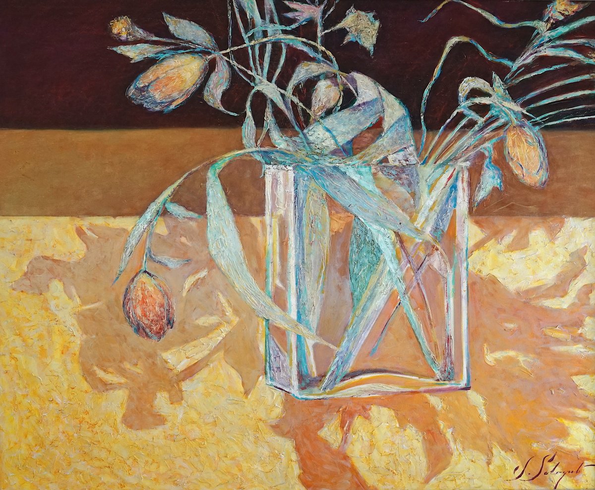 Flowers In A Glass Vase By Sergej Sologub, 50 X 42, Artwork For Sale On Artfinder