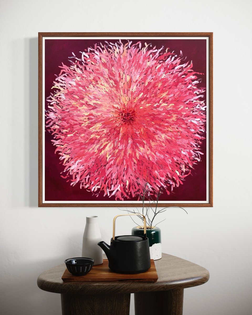 Impressionistic Botanical Oil Painting By Volodymyr Smoliak, 31 X 31", Flower Beauty, Original Artwork