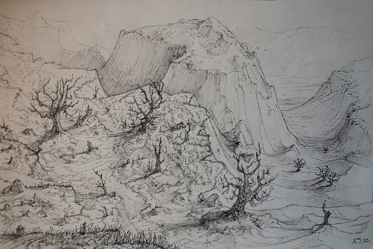 Illustrative Ink Drawing , Paths Less Traveled By Nikola Ivanovic, 12 X 8, Artwork For Sale On Artfinder