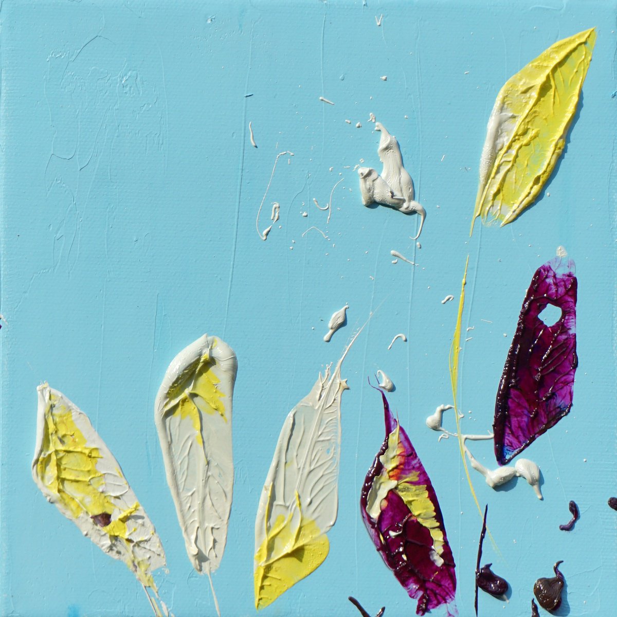 Expressive Abstract Oil Painting By Jelena B, 8 X 8, Happy Tile-Ebi-Thing, Original Artwork