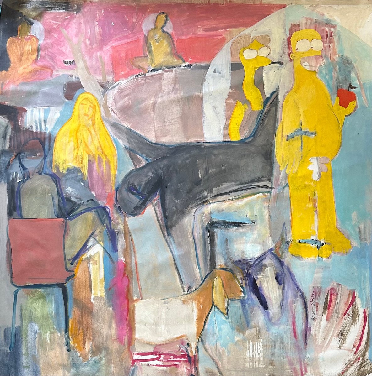 Abstract Oil Painting By Arun Prem, 55 X 60, Falling, Original Artwork