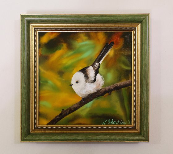 Long-Tailed Tit Bird in Autumn