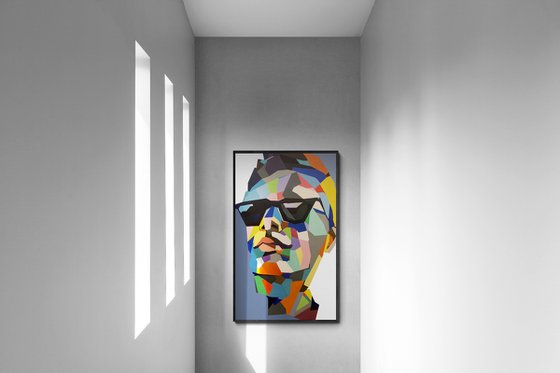 Super Big XXL Painting - "Summer portrait" - Pop Art - Bright - Portrait - Geometric painting