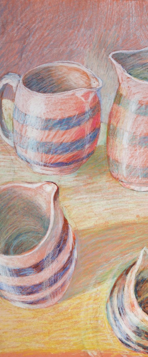 Four Stripey Jugs by Elizabeth Anne Fox