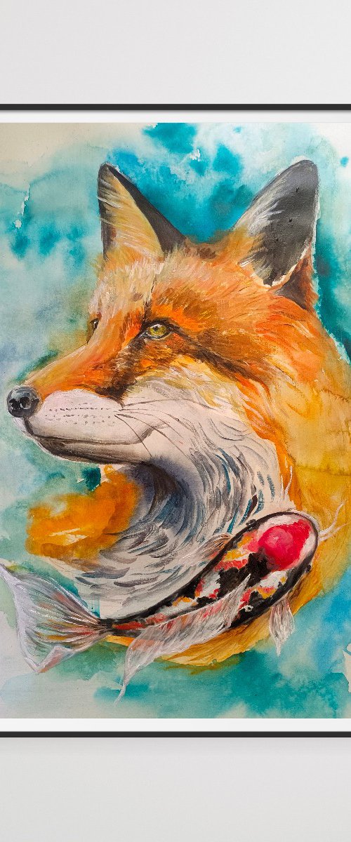The Fox & Koi Fish by Evgenia Smirnova