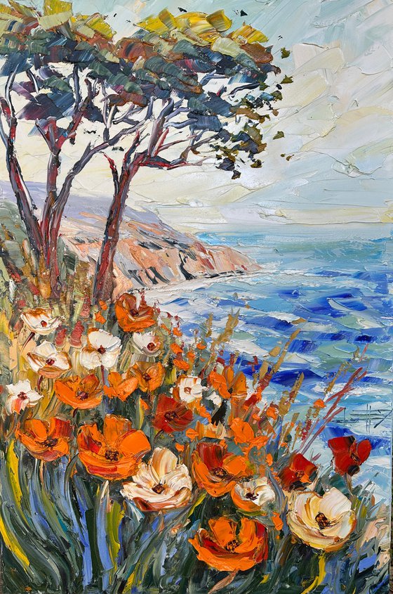 Golden Poppies at the Sea