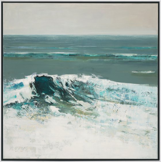 One wave at a time 30x30" 76x76cm Oil, Acrylic by Bo Kravchenko
