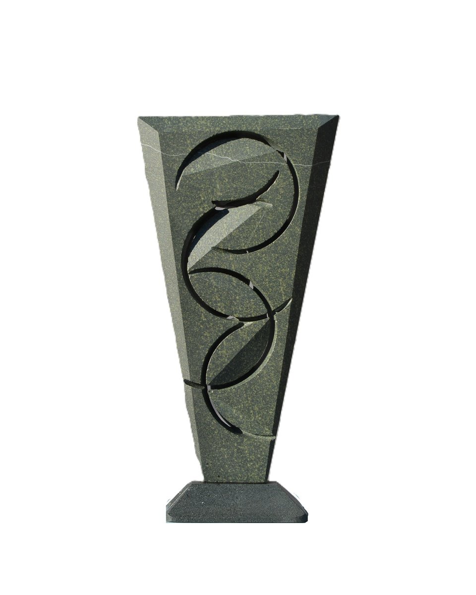 Geometric Abstract Stone Sculpture By Ognyan Chitakov, 7 X 15", "Upswing", Original Artwork