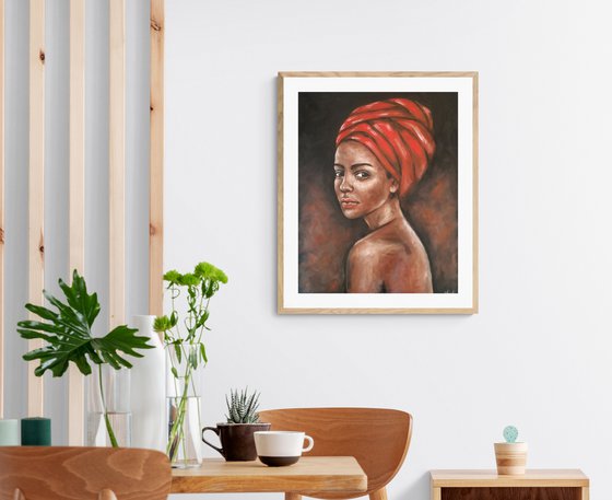 African Beauty - original oil on canvas portrait painting