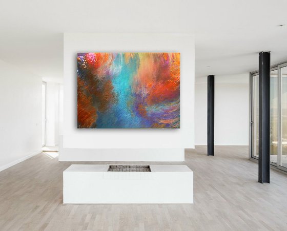 "Origins" - Original Large Abstract PMS Acrylic Painting - 48 x 36 inches