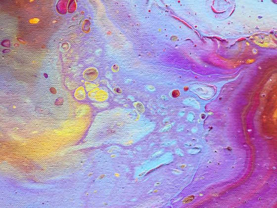 "Blowing Bubbles" - SPECIAL Valentine's Day Price + FREE USA SHIPPING - Original Abstract PMS Fluid Acrylic Painting - 16 x 20 inches