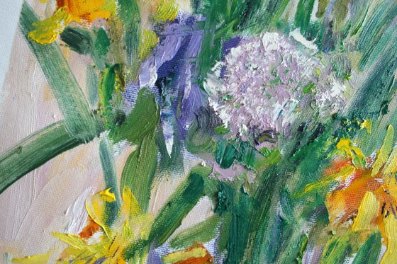 Summer bouquet with irises... /  ORIGINAL PAINTING