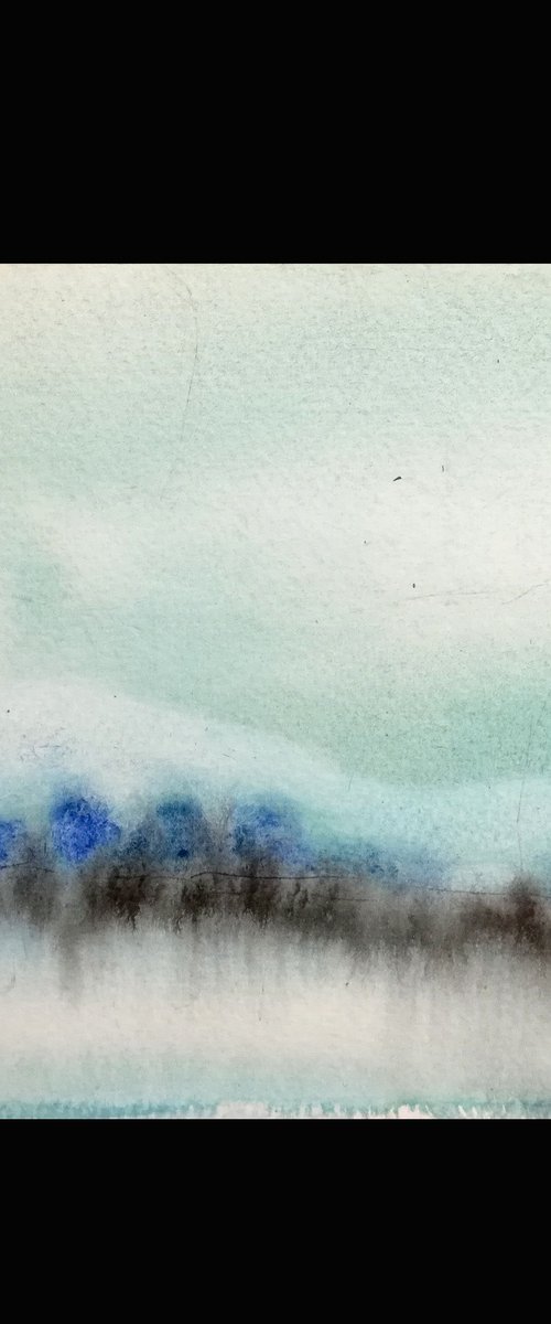 Small Landscapes, Watercolor and ink on paper by Jamaleddin Toomajnia