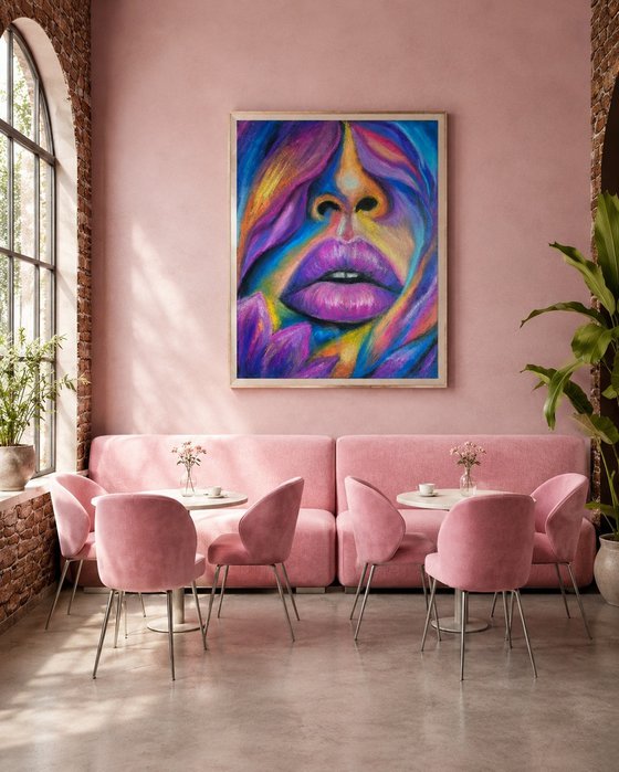 Purple Fever — Oil Pastel Female Lips