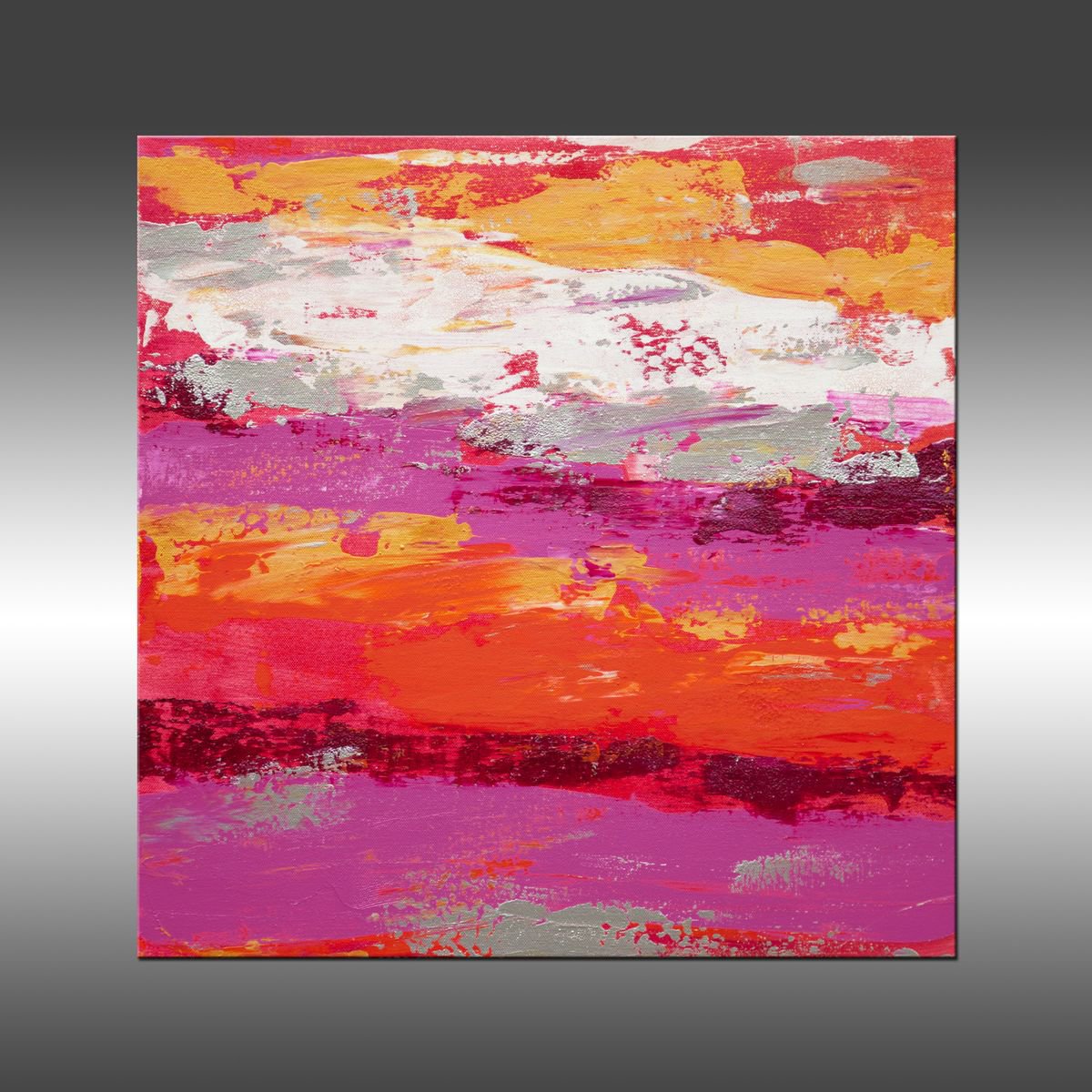 Abstract Acrylic Painting By Hilary Winfield, 20 X 20, Modern Industrial 14, Original Artwork