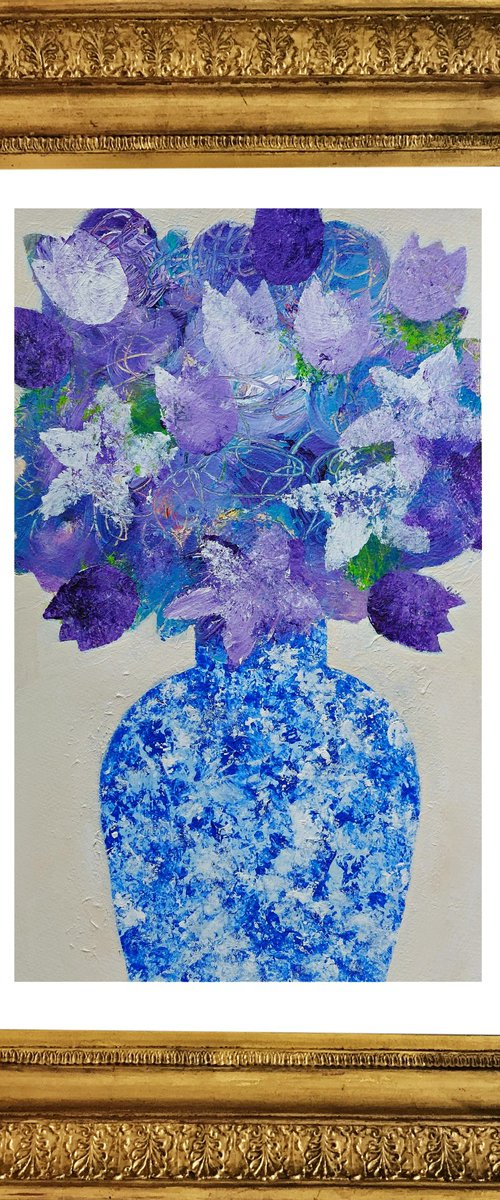 Purple Flowers in a Chinese Vase III by Jan Rippingham