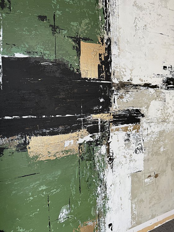 Verdant Axis. Grey Green Gold Textured