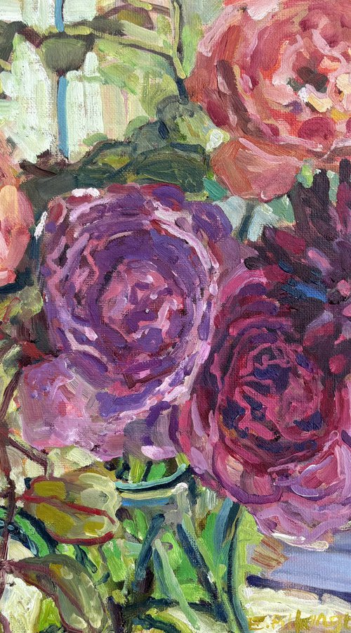 Roses and Dahlias by Emma Pilkington