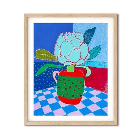 Artichoke in a Colorful Vase