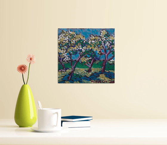 Olive grove in blue