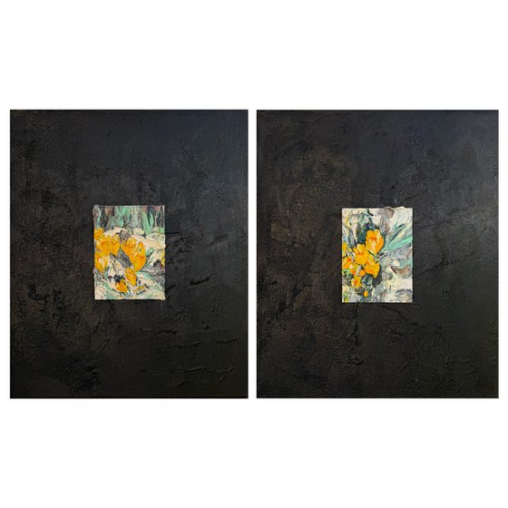 Light sprouting from darkness. Diptych