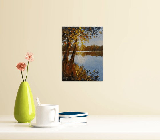 Impression. Dawn on the river