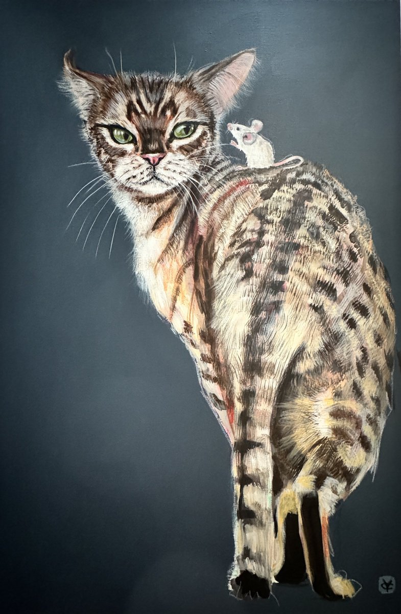 Expressive Animal Painting By Victoria Coleman, 24 X 36", A Word In Your Ear, Original Artwork