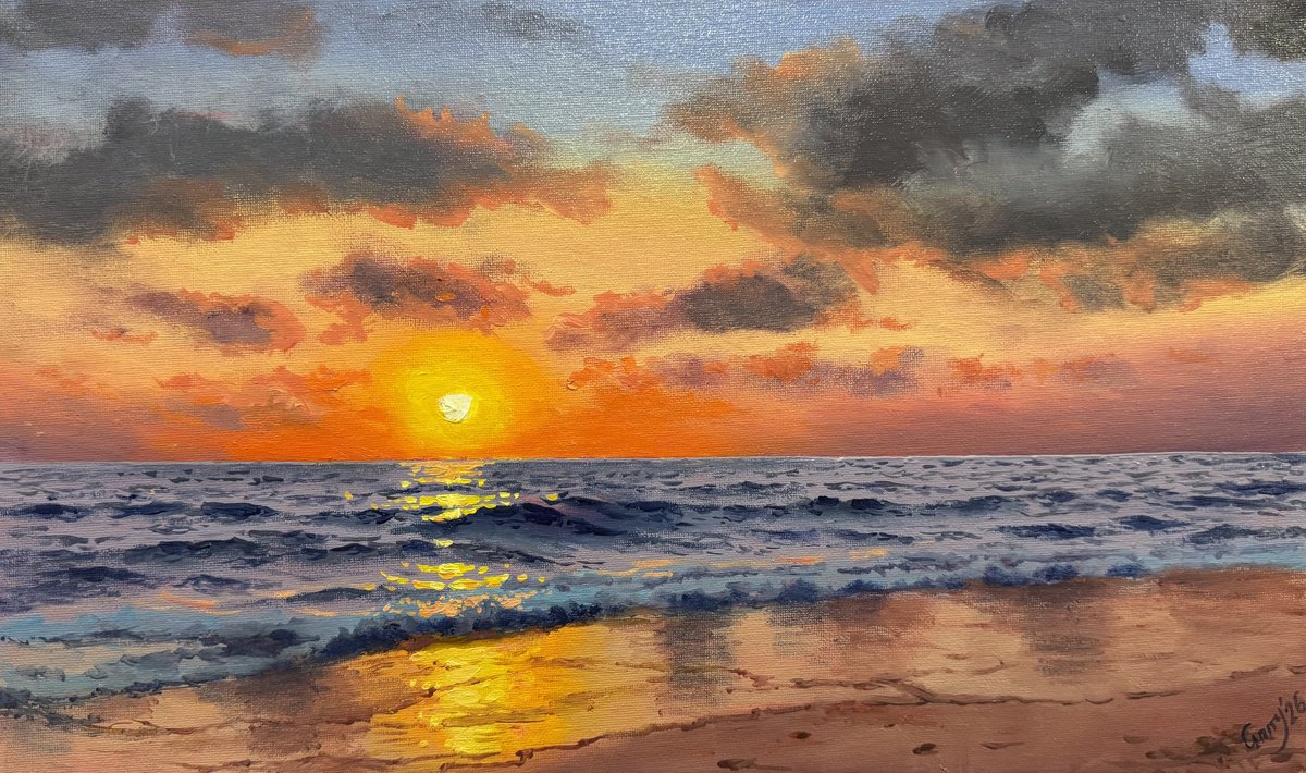 Photorealistic Oil Painting , Sunset 12 By Garry Arzumanyan, 20 X 12, Artwork For Sale On Artfinder