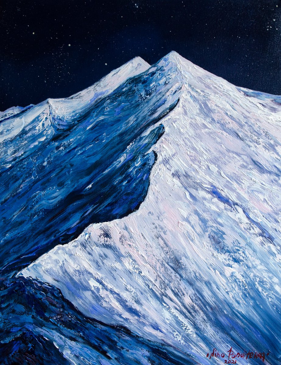 Landscape Oil Painting By Nino Ponditerra, 14 X 18", Carpathian Mountains, Original Artwork