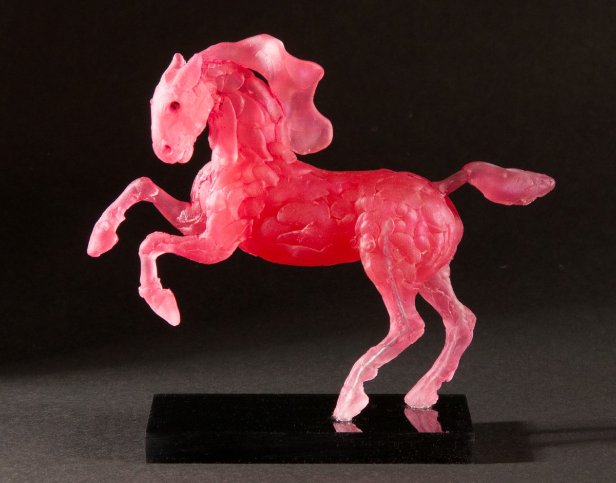 Expressive Animal Sculpture By Holly Bennett, 6 X 5, Running Horse Strawberry Roan, Original Artwork