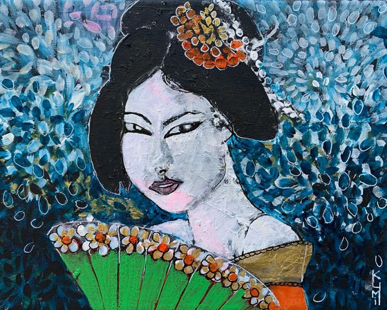 Oriental Inspired Portrait Woman Acrylic Painting Beautiful Gift Ideas Artfinder Wall Decor Artwork on Canvas Paintings Wall Art