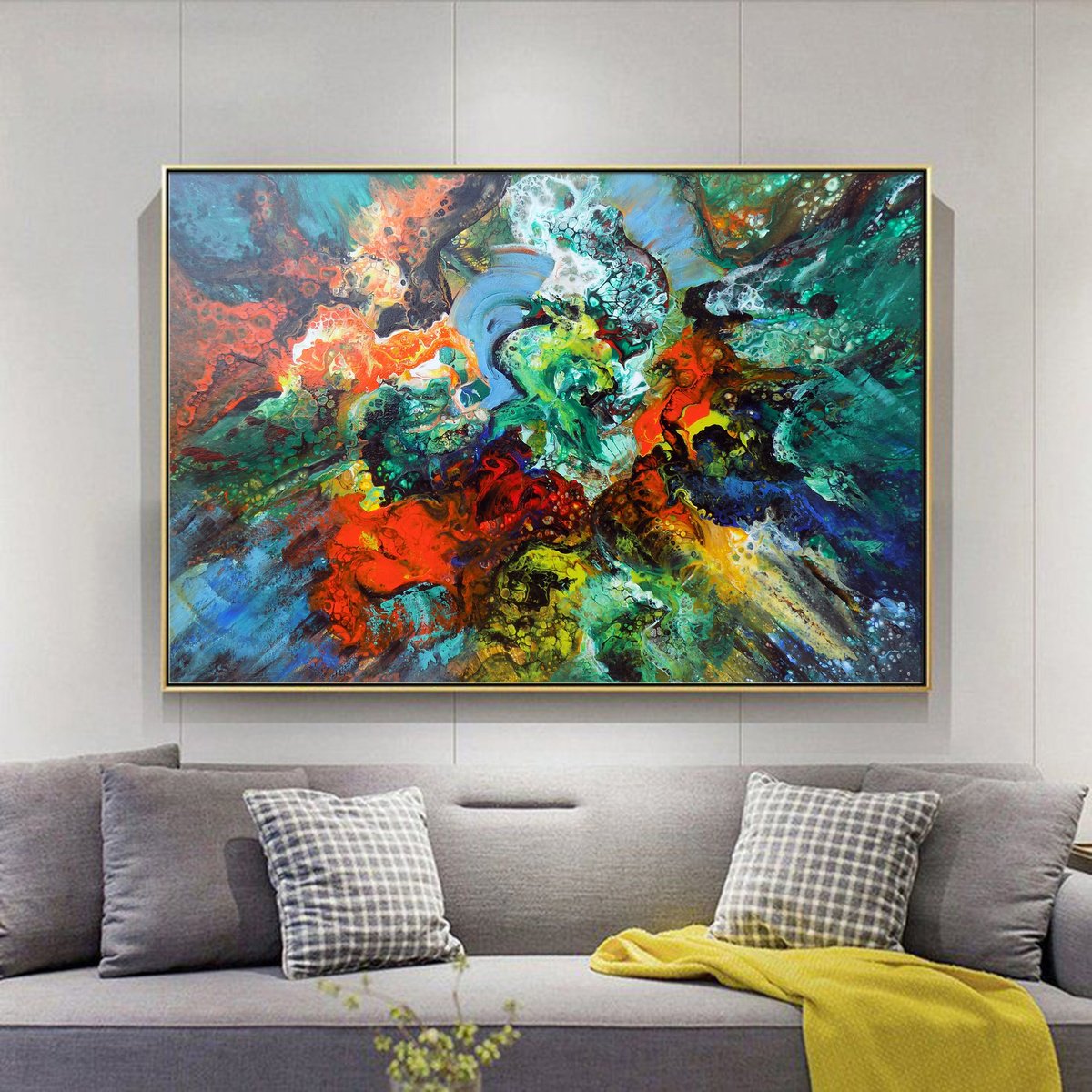 Abstract Acrylic Painting By Areti Ampi, 43 X 31, Surprise, Original Artwork