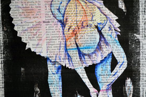 Ballerina - Collage Art on Large Real English Dictionary Vintage Book Page