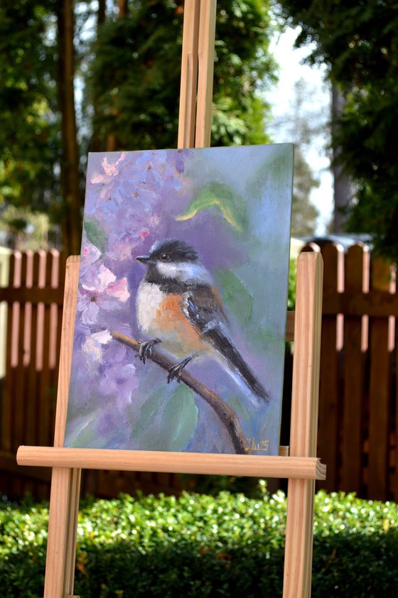 Bird in a Blooming Garden