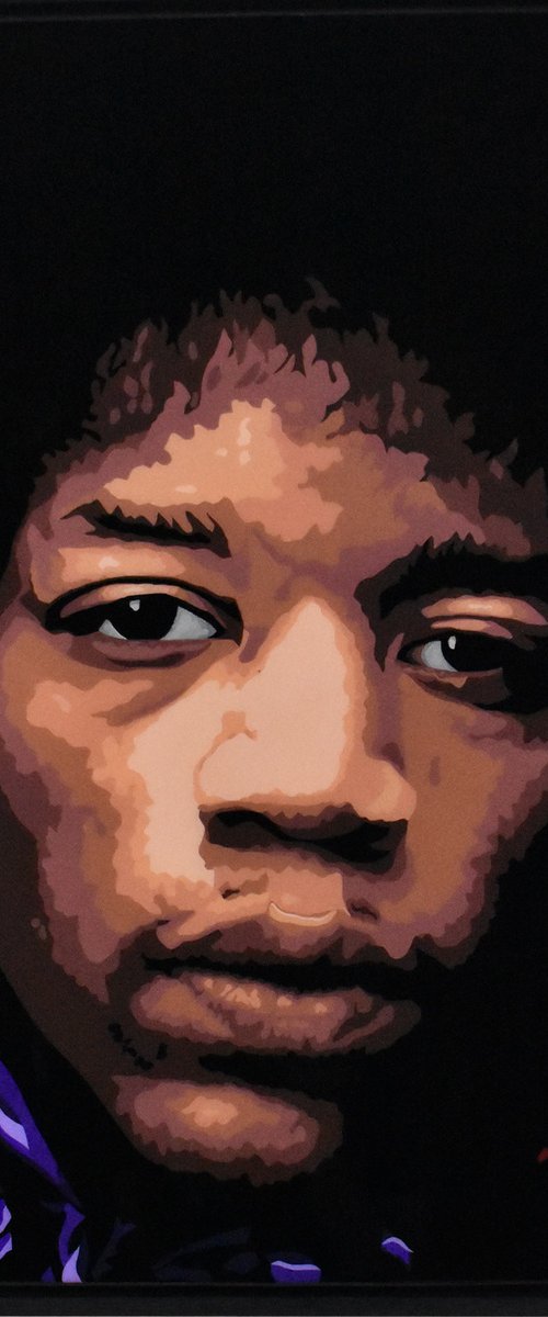 Jimi Hendrix framed painting by Robert Kerr