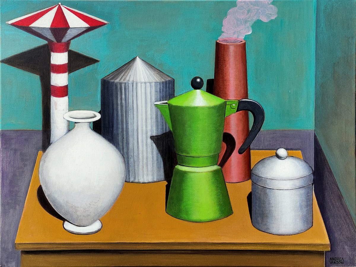 Impressionistic Still Life Acrylic Painting By Andrea Vandoni, 31 X 24, Composition 2, Original Artwork