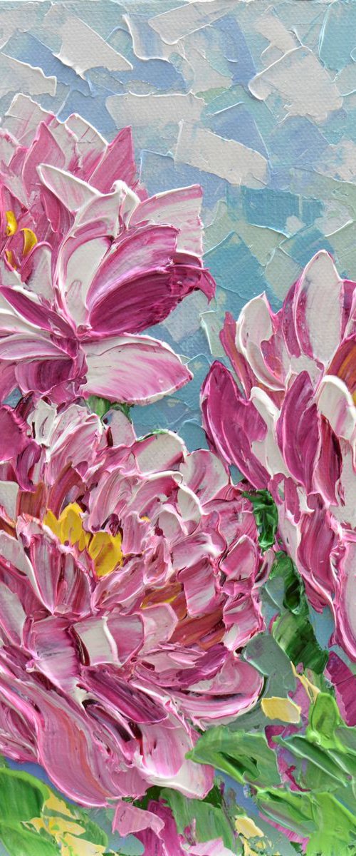 Pink Peony - Impasto Floral Artwork by Olga Tkachyk