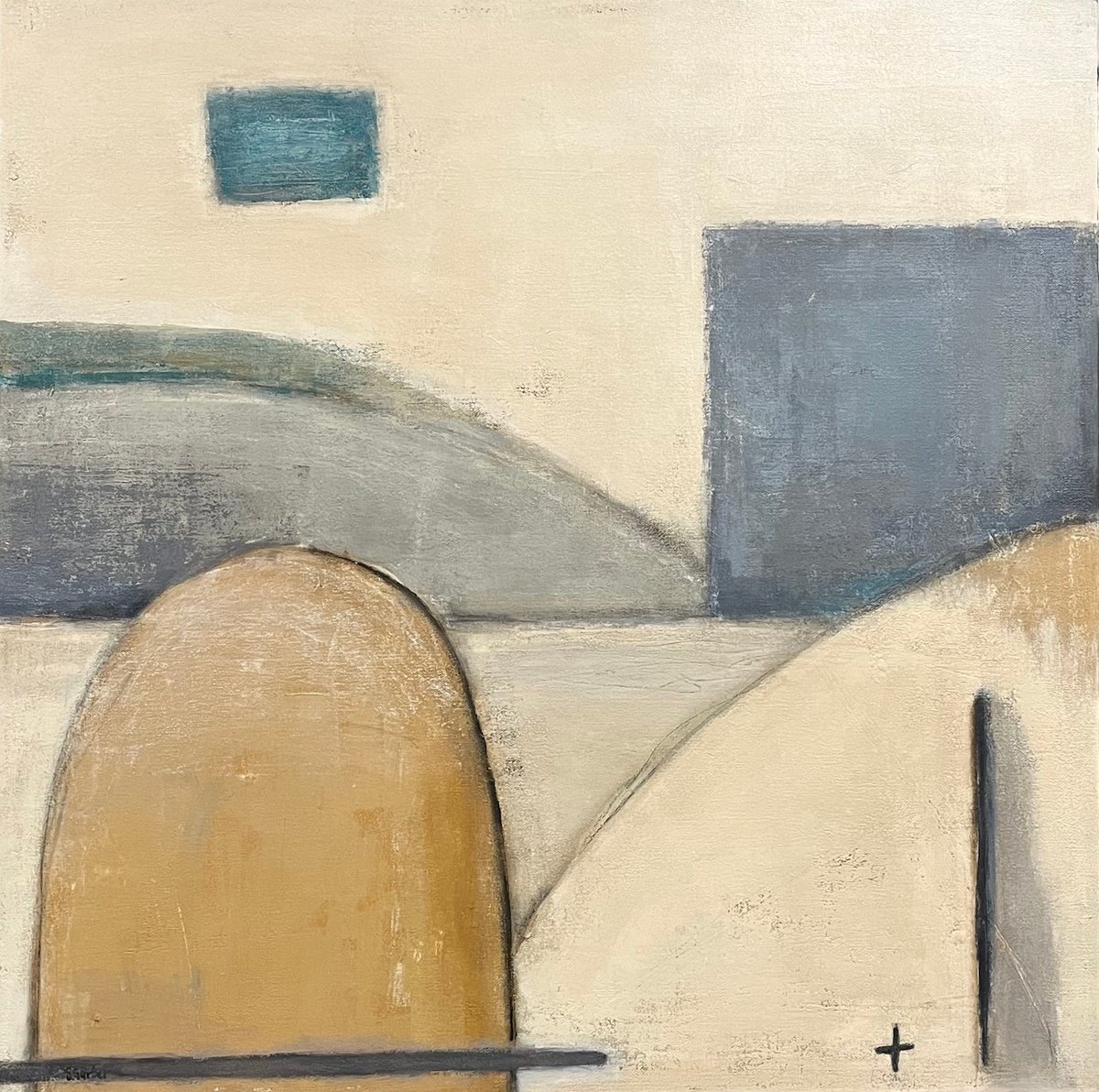 Abstract Landscape Acrylic Painting By Shellie Garber, 30 X 30", Desert Crossing, Original Artwork