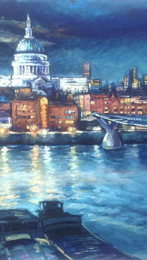 St Pauls and Millennium Bridge by Patricia Clements