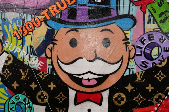 Money for Candy 270cm x 120cm Monopoly Man Textured Urban Pop Art