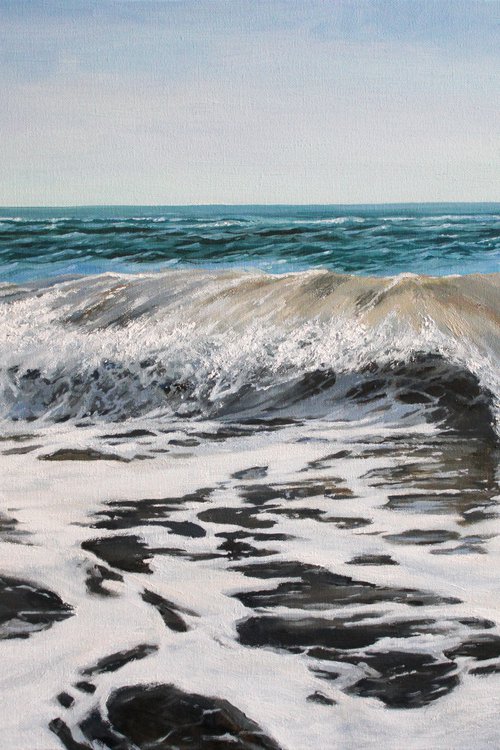 FOAMED WAVES 2. 80x50. SEA. ORIGINAL OIL PAINTING, GIFT by Linar Ganeev