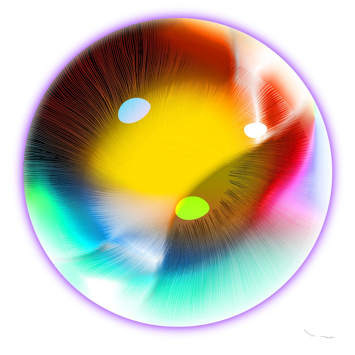 Surrealistic Abstract Print By Tehos, 39 X 39", Tehos - Circle 100-09, Original Artwork