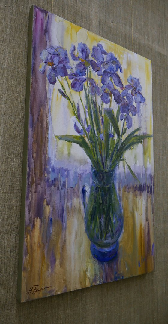 The Iris Flowers Near the Light Window