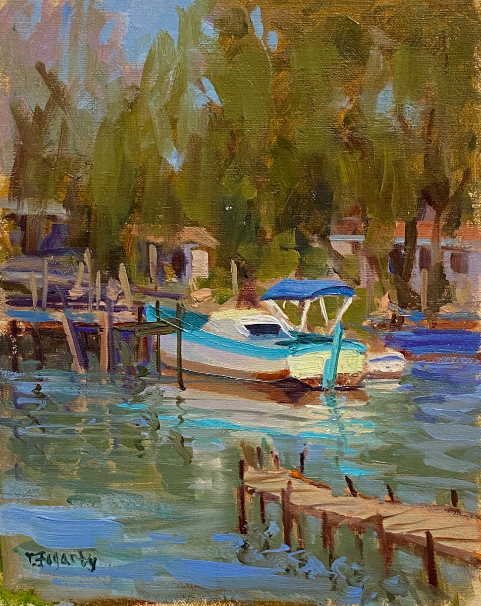 Boatyard Havana Cuba plein air landscape by Tatyana Fogarty