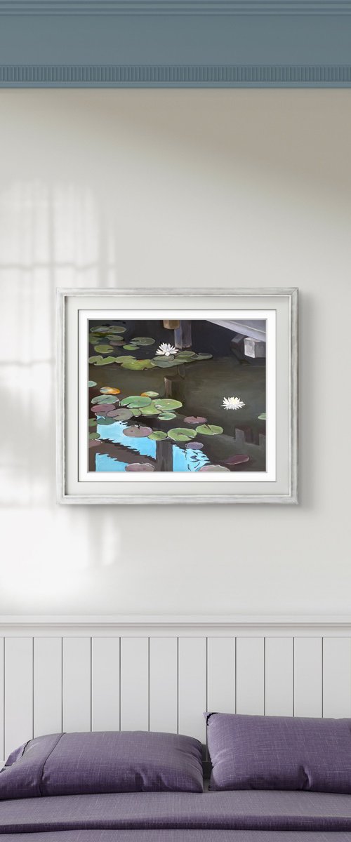 Under the bridge. Water lilies by Guzel Min