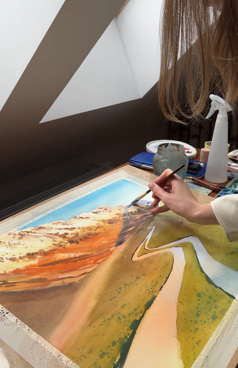 Impressionistic Landscape Watercolour By Yevheniia Salamatina, 20 X 17", Landscape 4. Original Watercolor Painting, Artfinder