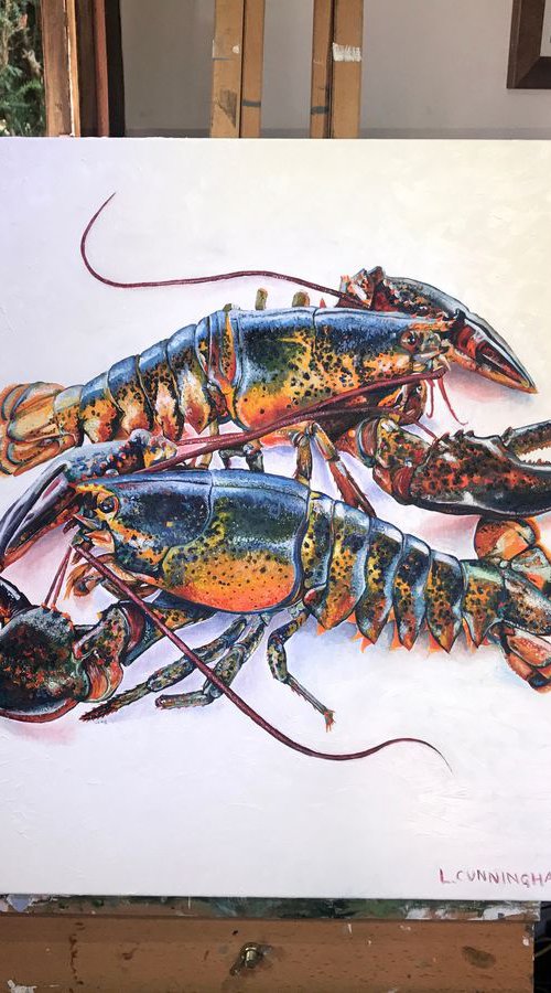 Rainbow Lobster Pair by Lydia Cunningham
