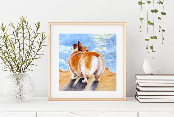 Corgi Painting Original Art Corgi Butt Artwork Dog Wall Art