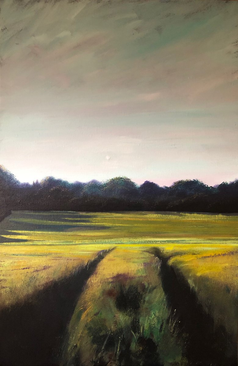 Impressionistic Landscape Oil Painting By Simon Jones, 20 X 30", Westfield June Copse 1, Original Artwork