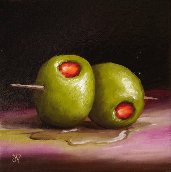 Two Olives  framed still life